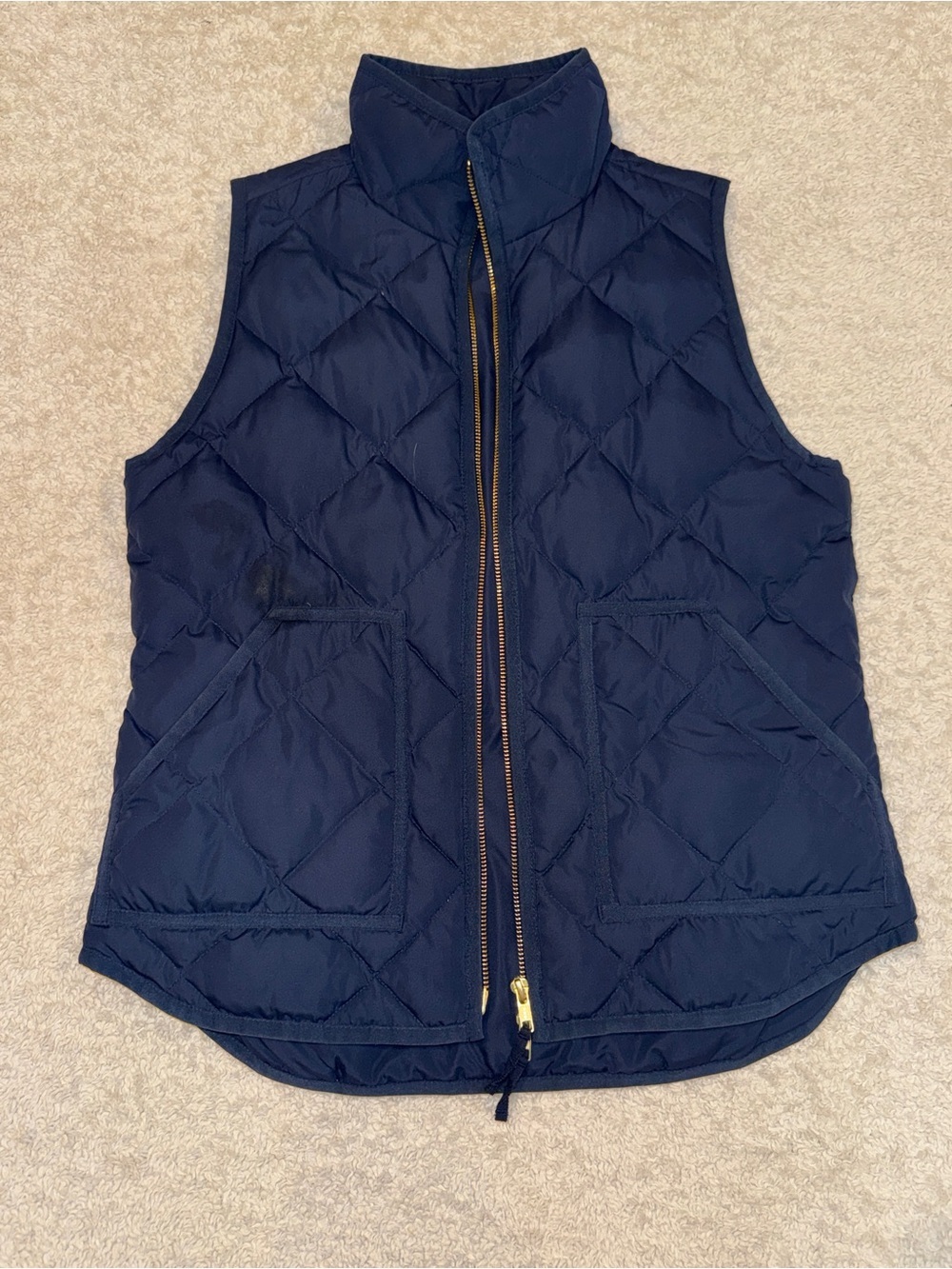 J. Crew navy quilted vest with gold-tone hardware
